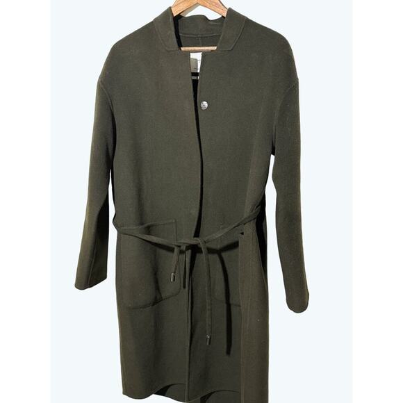 MNG · Small · Wool Blend · Belted Long Coat · Button Front · Olive Green - Picture 4 of 9